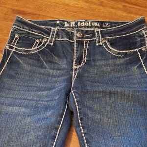 L.A. Idol Boot Cut Blue Jeans with Vintage Fadings 31x34